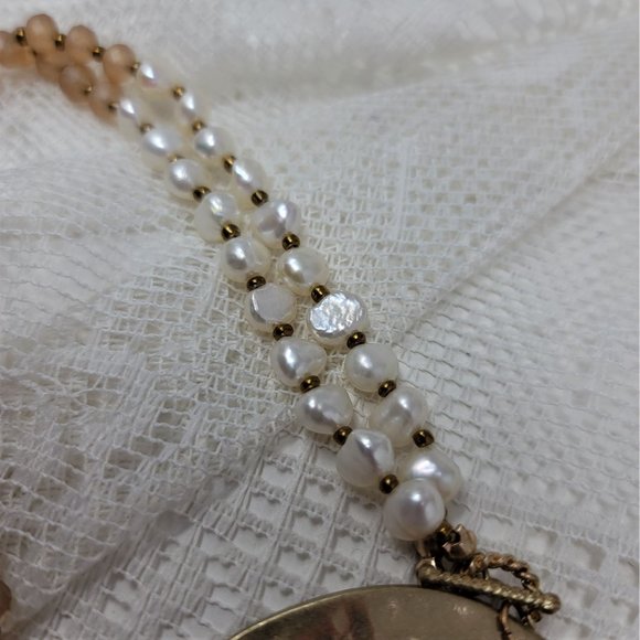 Modern Necklace Freshwater Pearls & Glass Beads - Picture 3 of 10